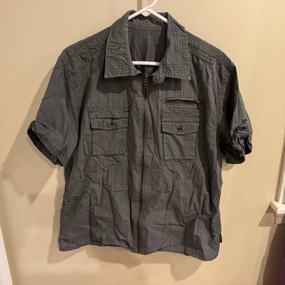 Calvin Klein Men’s Grey Short Sleeve Zip Up Size Large - Picture 1 of 6